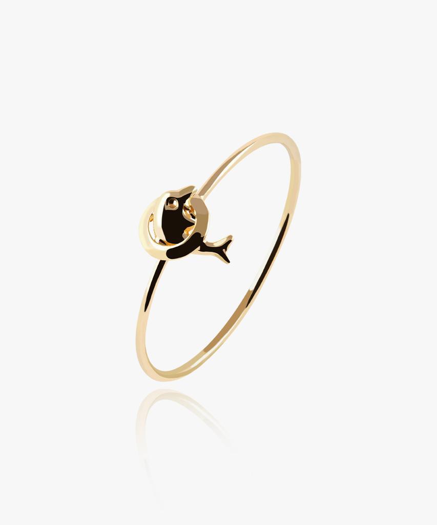 Helene Jewelry 14K Jumping Dolphin Miss Ring Gold Thread Ring (Type A)