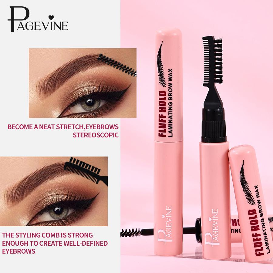 PAGE VINE Natural Brow Gel Dual End With Brush Long Lasting Clear Styling Soap 1