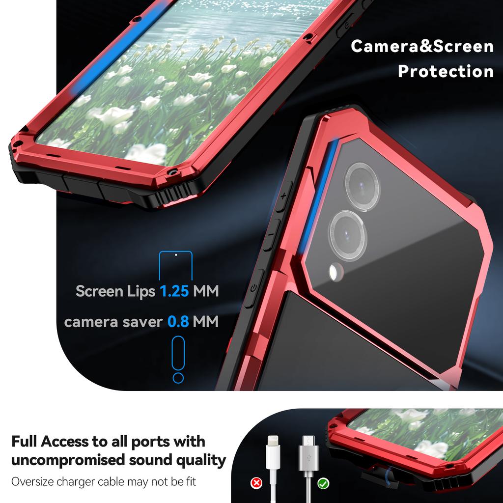 Heavy Duty Stand Case for Samsung Galaxy S25 Edge S24,S23,S22 Ultra Aluminum Phone Cases with Glass Screen Camera Protector