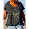 NEW Women's Short Sleeve T-Shirts Casual V Neck T Shirt Hippie Letter Print Tops Summer Tees