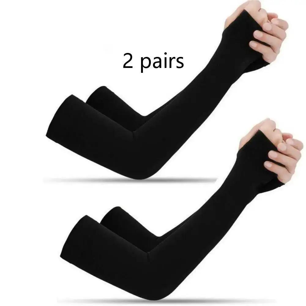 2 Pairs Black Summer Outdoor  Sleeve Cover Riding Driving Arm Guard Hand