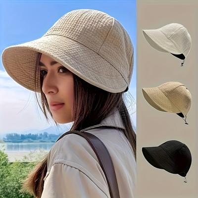 Womens Sun Hat Wide Brim Adjustable Drawstring Lightweight Breathable Beach Fishing Hiking