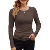 Women S Ribbed Solid Color Basic Long Sleeve T Shirt