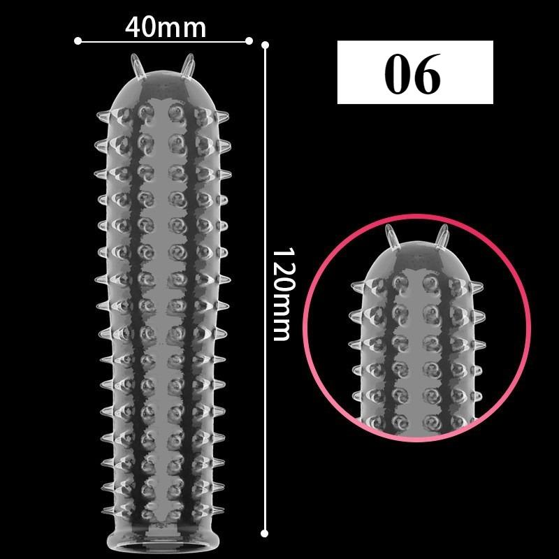1PCS Transparent Penis Covers Extender Men's Crystal Wolf Tooth Condoms Finger Cock Ring Adult  Sex Toys For Male Longer Lasting