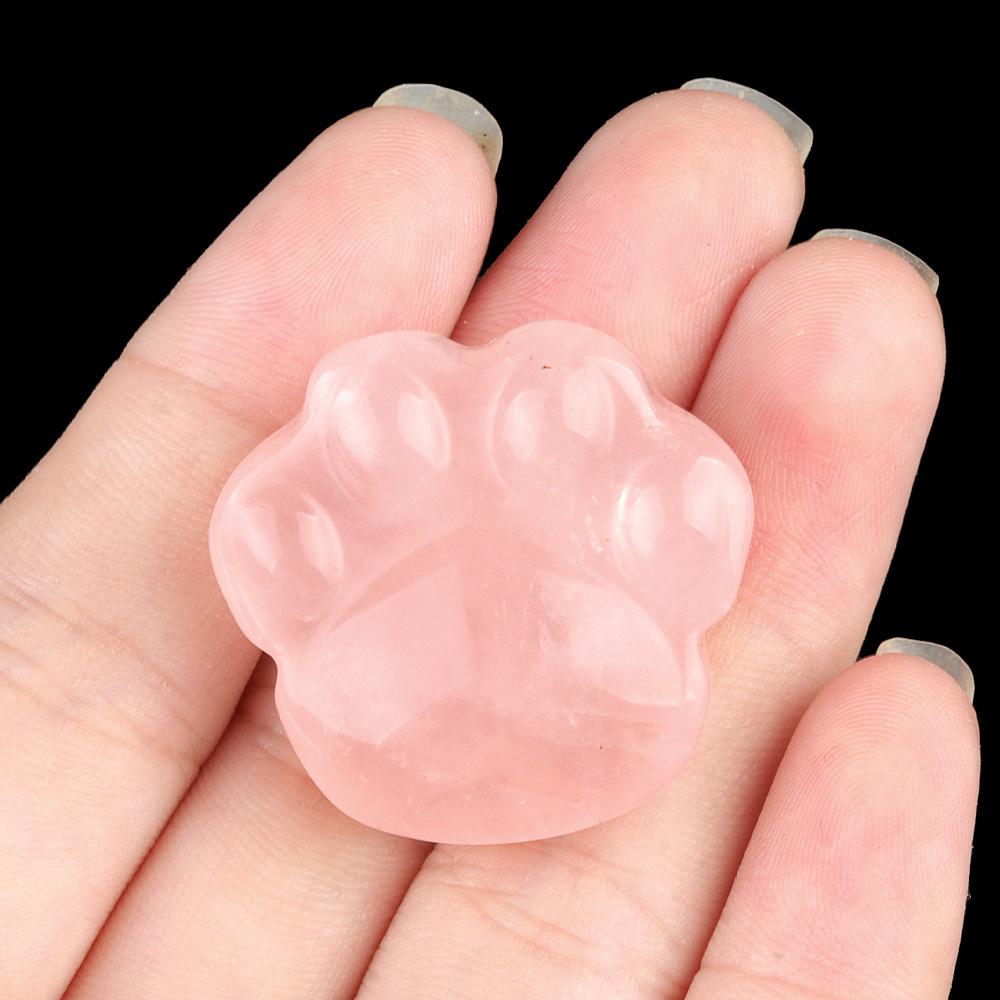 30mm Natural Stone Carved Cat Paw Shape Cute Handcarved Craft Ornament Bear Paw Healing Crystals Gemstone for Home Office Decor