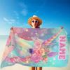 Custom Unicorn Beach Towel Personalized Name Fantasy Rose Microfiber Bath Towels Soft Quick Dry Swimming Pool Lounger All Season