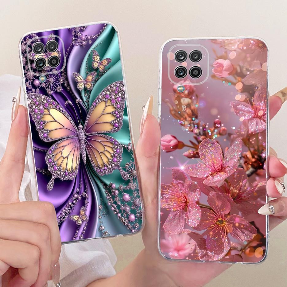 For Samsung Galaxy A12 Case F12 M12 Stylish Butterfly Painted Cover Silicone Case For Samsung A12 M 12 Galaxy M12 F12 Soft Shell