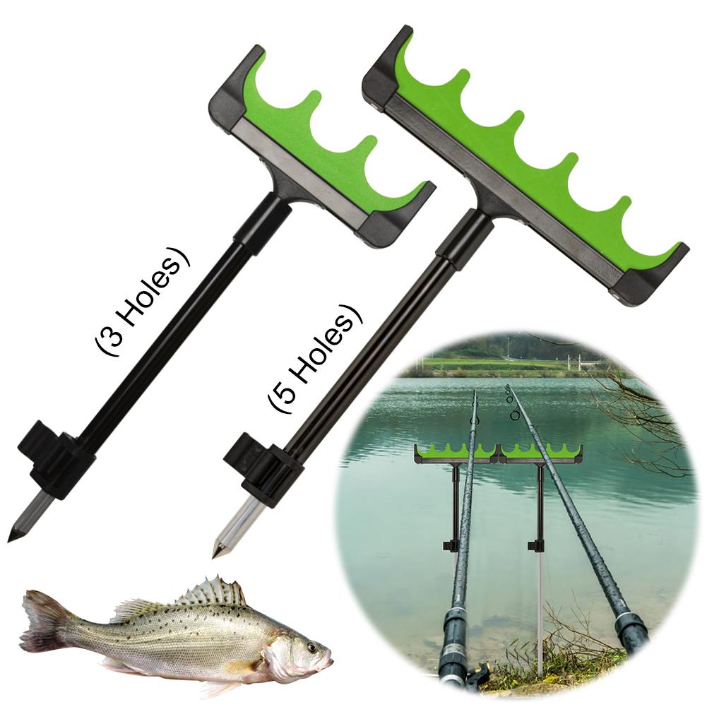 Fishing Rod Holder Fishing Rod Bracket Holds 3/5 Rods Fishing Pole Support Stand Fishing Rod Rest Fishing Accessories