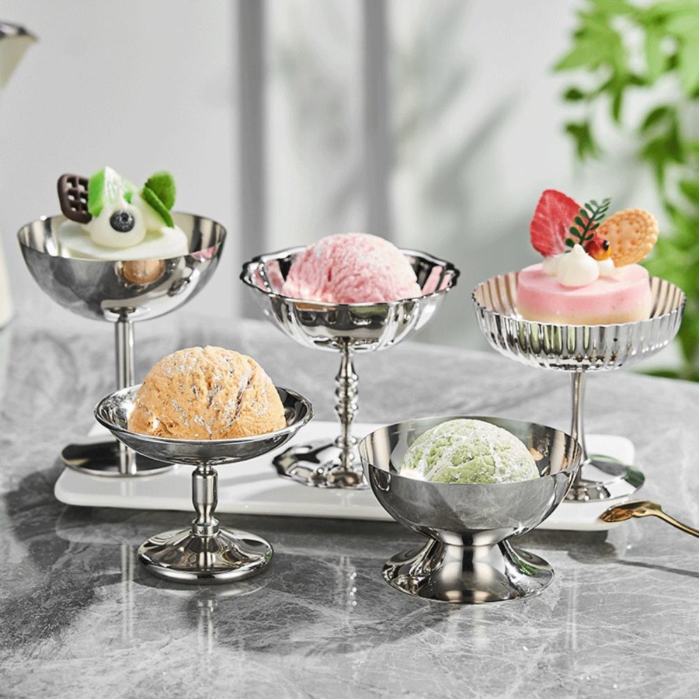 304 Stainless Steel Dessert and Cocktail Glass for Ice Cream For Pudding and Smoothies Footed Serving Cup for Events