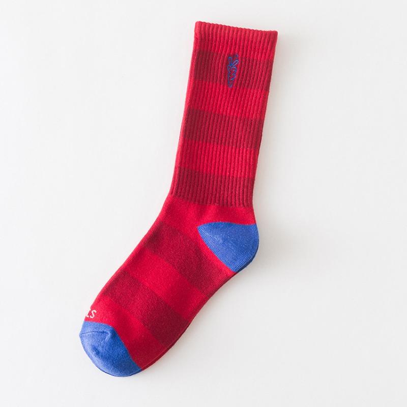 

Женские весенне-осенние модные полосатые спортивные контрастные длинные носки с вышивкой морковки 1 pair красный