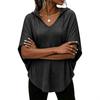Women's Casual Loose-Fit Hooded V-Neck T-Shirt with Dolman Sleeves