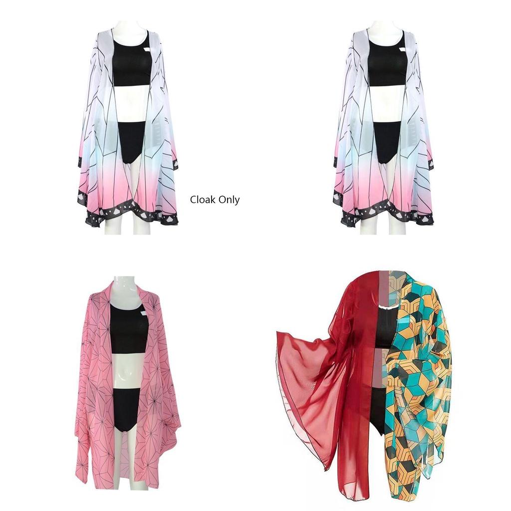 Charmant Ensemble Bikini Costume Demon Slayer Kimetsu No Yaiba Avec Cape Confortable Pour le Plaisir d'Été