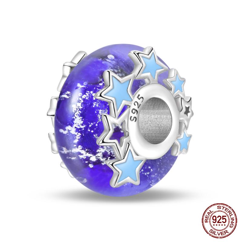 Fashion Copper Colorful Flower Feather Ocean Luminous Glass Charms Beads Fit Qikaola Original Bracelets Diy Jewelry