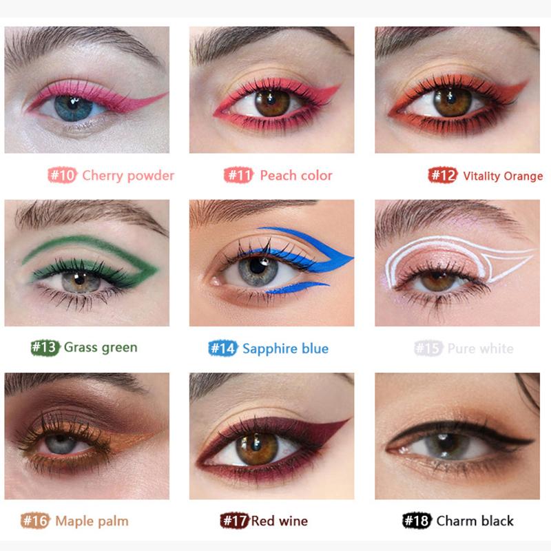 Pudaier Eyeliner Anti Sweat Ανθεκτικό και εύκολο στο περίγραμμα Eyeliner Pen 18 Color Eyeliner