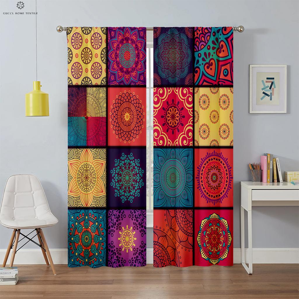 Bohemian Pattern Light blocking Curtains Heat Insulation Custom Bedroom Living Area Kitchen Area Study High Quality