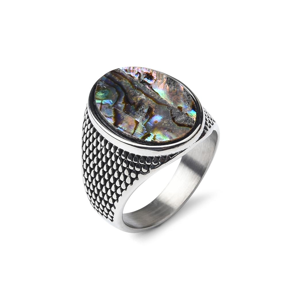 Men's/Women Many Gemstone Style 316LStainless Steel Onyx Scale Texture Rings Classic Fashion Trend Jewelry High Quality Product