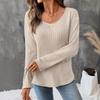 Women's Fashion Casual Fall Winter Solid Color Print Long Sleeve O-Neck Sweaters