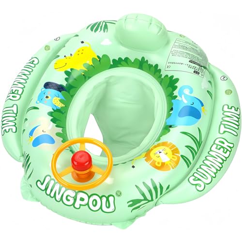 

Baby Swim Ring, Toddler Swim Ring, Foot-In Type, for Pool and Bath, Safe for Babies, Ages 6 Months to 5 Years, Inflatable, Strong Buoyancy (Green)