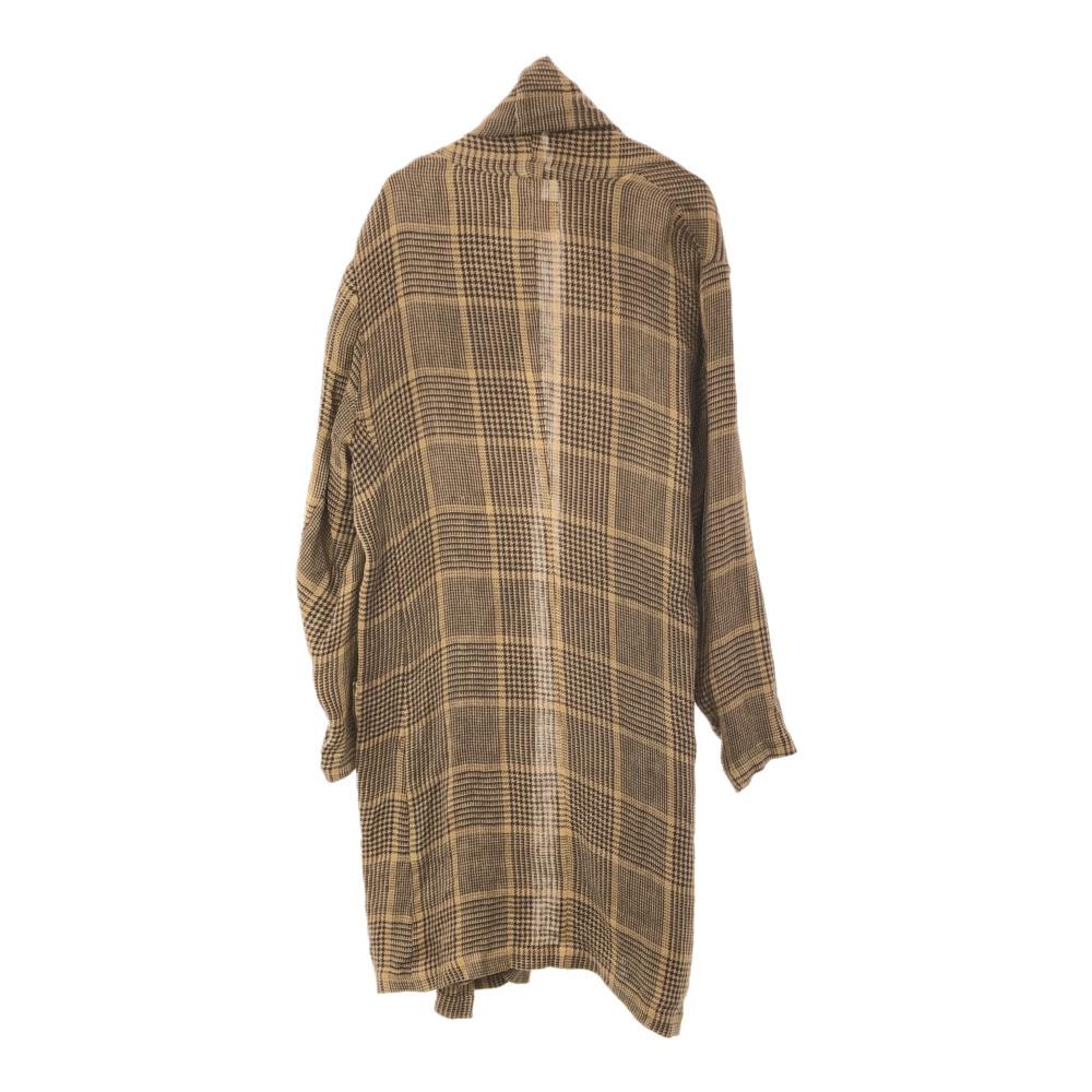 TROVE Made In Japan Glen Check Linen Gown Coat 2 Brown Men's Used