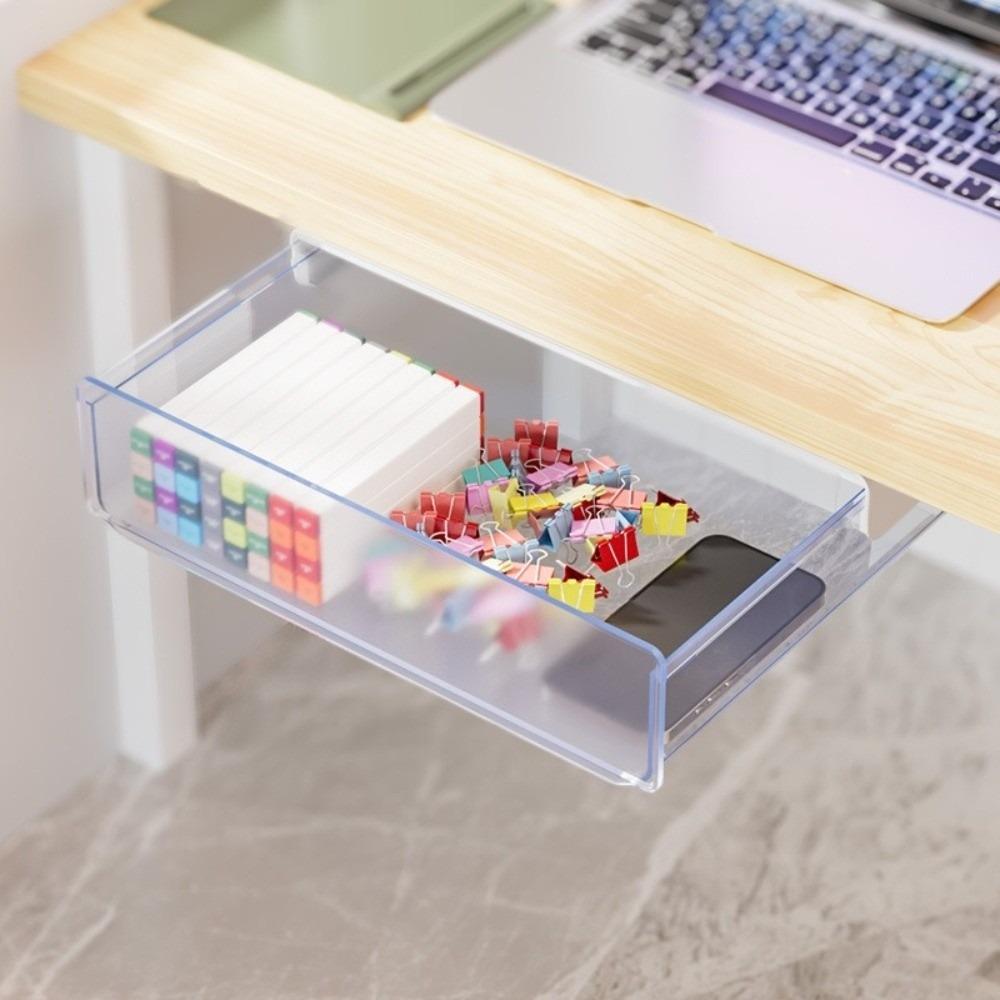 Space Saving Under Desk Drawer Organizer Slide Buckle Hidden Office Organizer  Desk Drawer