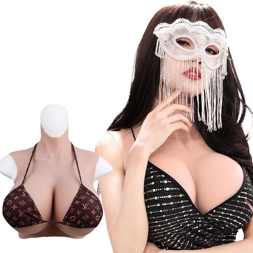 Silikonbyste K Cup S Cup Silikonfylte Enorme Cosplay-bryster Crossdressing Forkledning Silikon tunge og realistiske brystvorter K Cup Jubileumsutgave