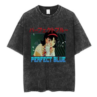 Anime Perfect Blue Mima Kirigoe Horror Movie Vintage Washed TShirt Mens Women Clothing Fashion Short Sleeve Oversized T Shirts