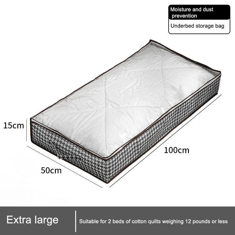 1pc Houndstooth Quilt Clothes Storage Bag Big Capacity Foldable Dustproof Toys Bags Moisture Dust Proof Proof Organizer
