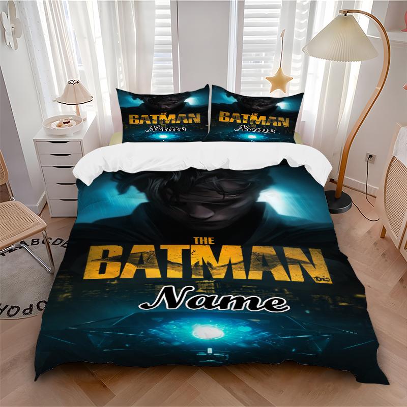 Custom Textile Batman Bedding 3 Piece Set HD Print Duvet Cover Pillowcases for Teens Adult Bedroom Decoration