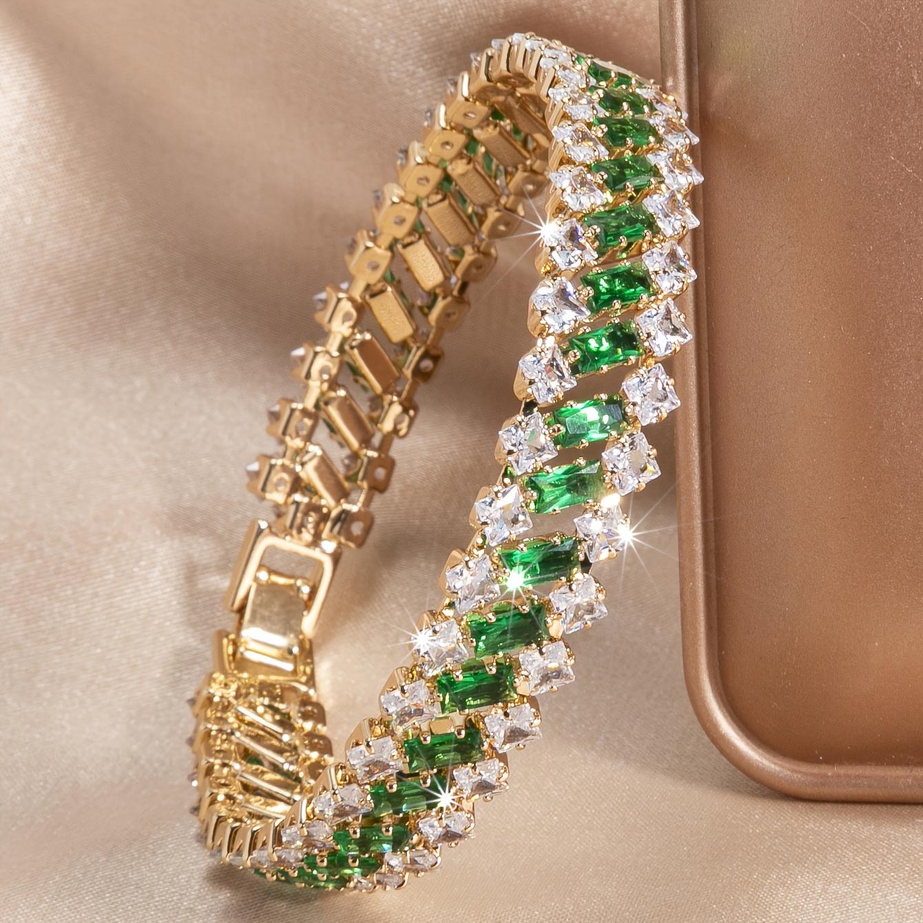 1PC Ladies Fashion Watch Bracelet, Geometric Luxury Elegant Chain Jewelry зелёный