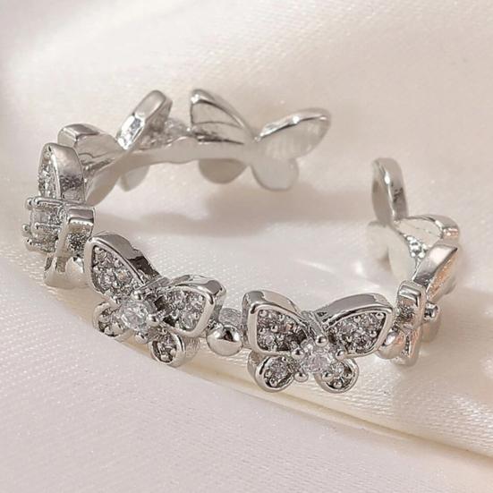 Bague de fiançailles ajustable style coréen avec papillons