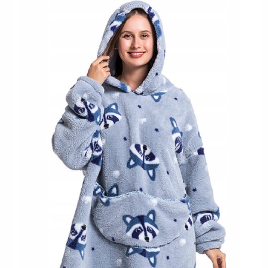 Blanket Sweatshirt Oversize Warm 2In1 Raccoon Nativity Scene Long Blanket