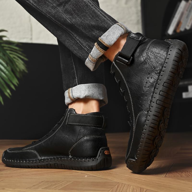 Mode Mode Laufschuhe Mann Leder Basic Stiefel Herren Sneaker Atmungsaktiv Hombres Botas Neuankömmling Handgefertigt Leder Herrenstiefel