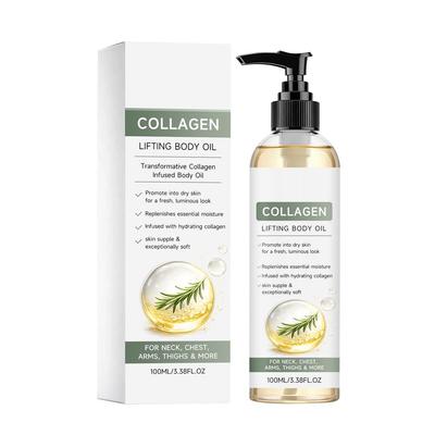 Collagen Body Moisturizing Oil 100ml Firming Hydrating Skin Tightening Anti-Wrinkle Nourishing for Face Arms Legs Less