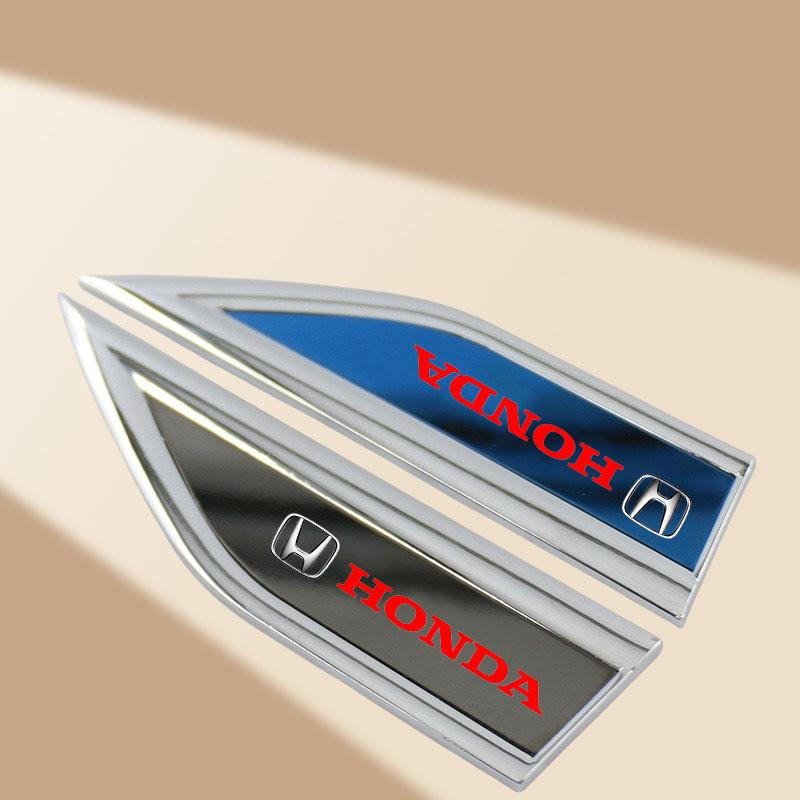 FIQ1 2Pcs Metal Blade Emblem Badge Sticker Side Doors Fender Decal for Honda CITY CIVIC Mugen INSPIRE XRV CR-V URV Fit Type R Vezel