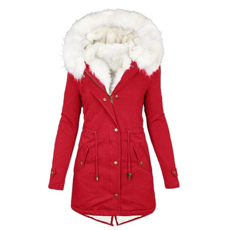 Large and Thickened Cotton Clothes, Medium and Long Pies In Autumn and Winter, Overcome Fur Collar Hooded Warm and Fleece Jacket for Women