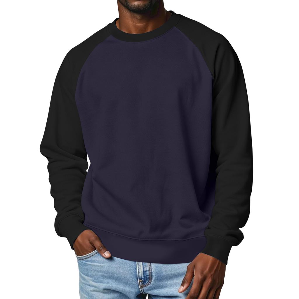Men's Round Neck Fleece-Lined Thick Solid Color Sweatshirt