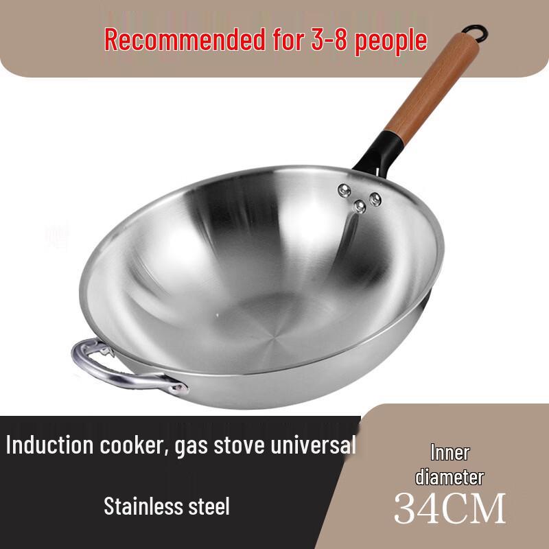 ZISIZ 34cm Non-stick Flat-Bottom Wok