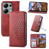 For Xiaomi Redmi Note 13 Pro 4G Case PU Leather Rhombus Imprinted Pattern Wallet Phone Cover