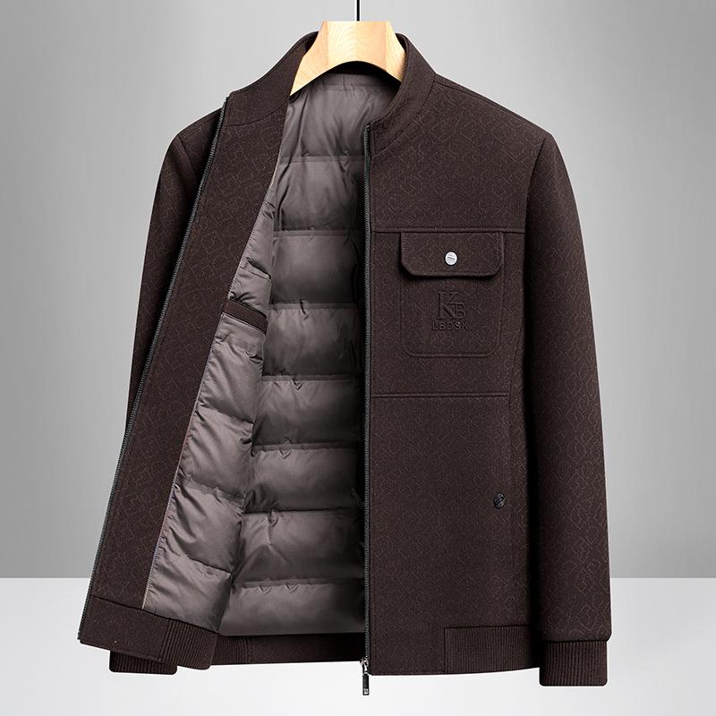 2025 Men s Stand Collar Zipper Jacket - Thickened, Mid-Aged Style 185
