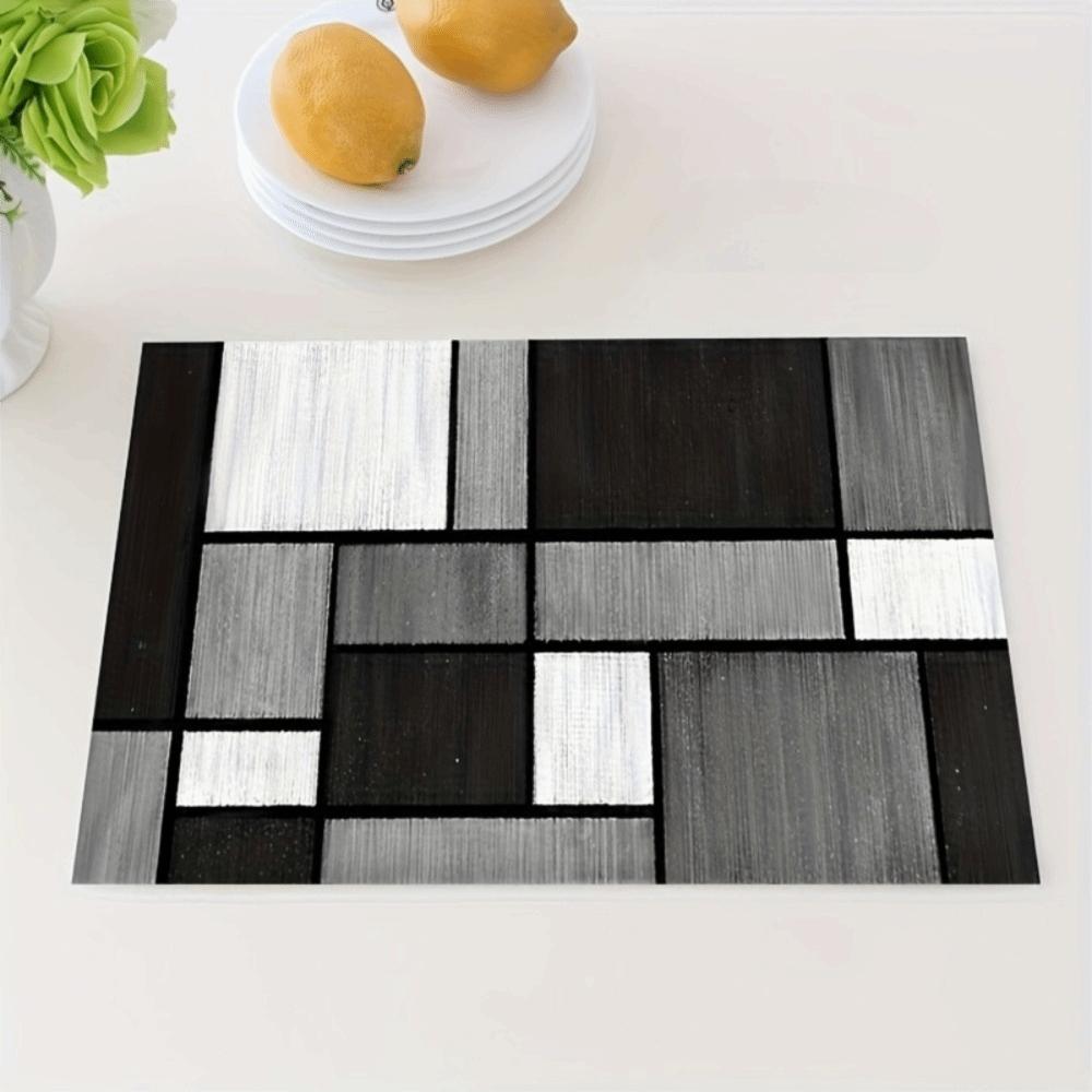 6 Piece Plaid Pattern Geometric Aesthetic Placemat Waterproof Dinning Table Mat Festive