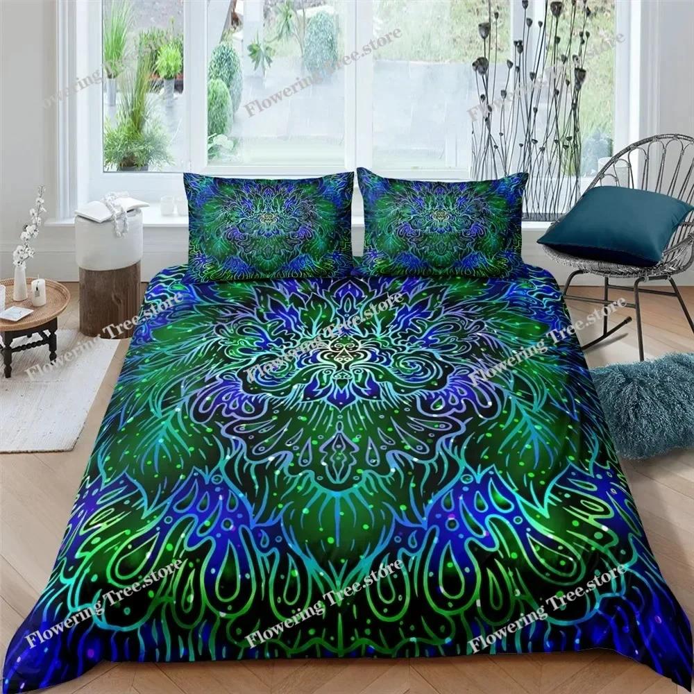 Bohemian Lotus Bedding Set Mandala Duvet Cover Bedroom Comforter Covers Single Twin King Size Quilt Cover Home Textile