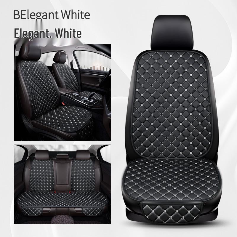 Universal Nappa Leather Car Seat Cushion: Star Embroidered, Backless, Non-Slip, Three-Piece Set