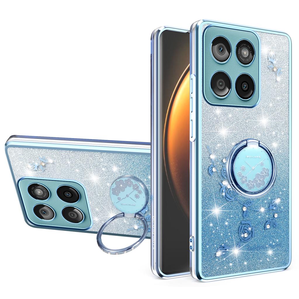 KADEM Phone Case with Ring Kickstand For Motorola Edge 60 Fusion 5G/Edge 60 5G/Edge 60s 5G TPU Cover Flowers Gradient Glitter