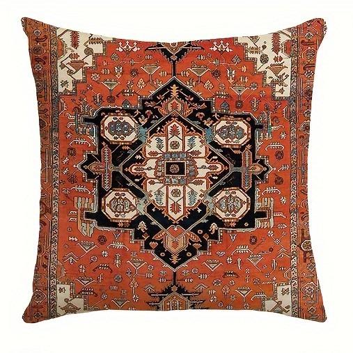 Carpet Pattern Pillow Covers Orange Red Ethnic Design Decorative Cushion Covers For Sofa Bed Couch Livingroom Outdoor Home Decor