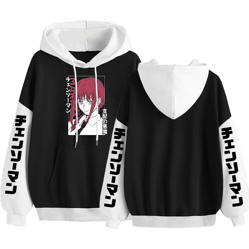 

Популярные толстовки с капюшоном в стиле аниме «Человек бензопилы Makima» для мужчин и женщин, уличная одежда с капюшоном и принтом Kawaii Manga, весенние толстовки с круглым вырезом и длинными рукавами