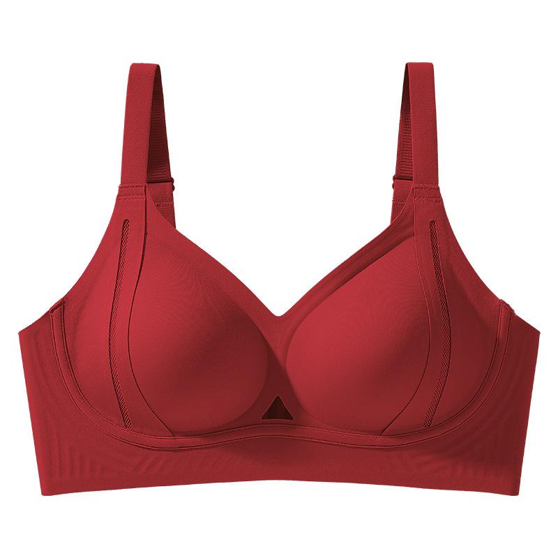 Nude Supportive Seamless Bra with Mesh Side Panels and Adjustable Wide Straps