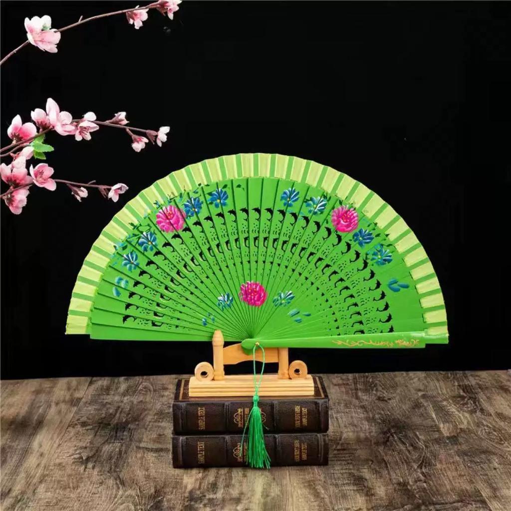 Double-Sided Easy-To-Open Folding Fan, Group Cheongsam Retro Fan, Catwalk Dance, Bright Red Model Dance Fan, Chinese Style