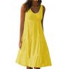 Summer Women's Plus Size Women O-Neck Sleeveless Ruffles Mini Dress Boho Solid Beach Sundress Oversized Loose Dress