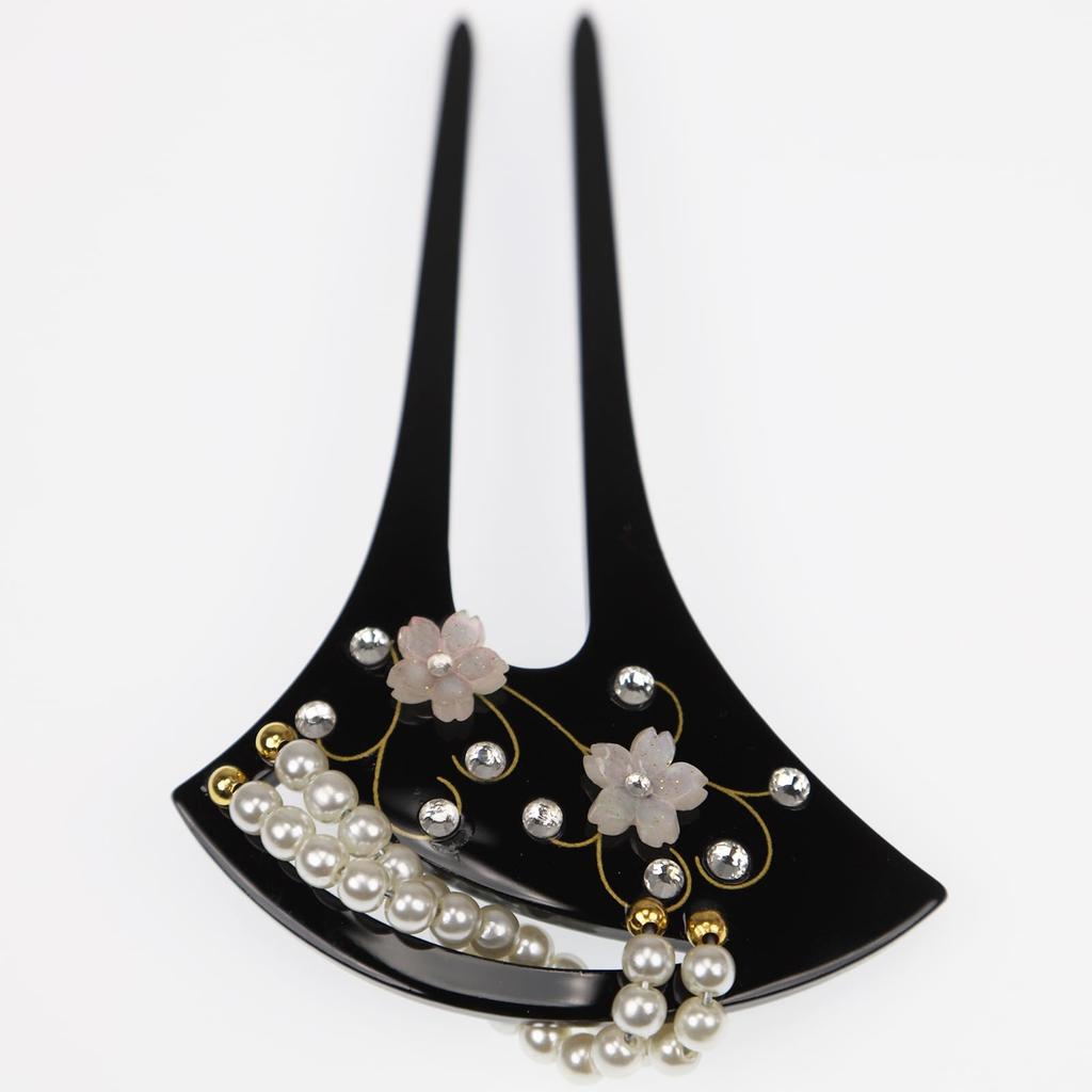 [TOuWA] Kanzashi (Japanese hair ornament), fan-shaped, two-pronged, for kimono, formal kimono, yukata, hakama, furisode, graduation ceremony,