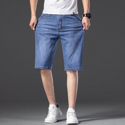 Kot şort moda marka yaz ince büyük boy kot pantolon erkek bol kesim yüksek belli düz streç kapriler